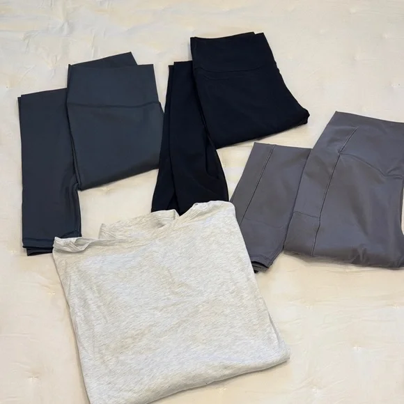 Lot CRZ Yoga 2 Gray 1 Black Leggings with Light Gray boat neck prima cotton top - Picture 1 of 6